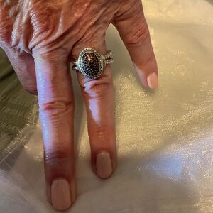 Elegant Silver Ring with Red Diamonds